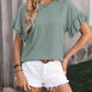 Ruffled Round Neck Short Sleeve Blouse