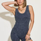 Zenana Ribbed Washed Round Neck Sleeveless Romper - Brand Zenana