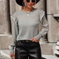 Malibu Dreams Round Neck Ruffle Trim Long Sleeve Pullover Sweater
