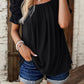 Eyelet Square Neck Puff Sleeve T-Shirt