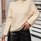 Mock Neck Dropped Shoulder Pullover Sweater