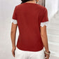 Lace Detail V-Neck Short Sleeve T-Shirt