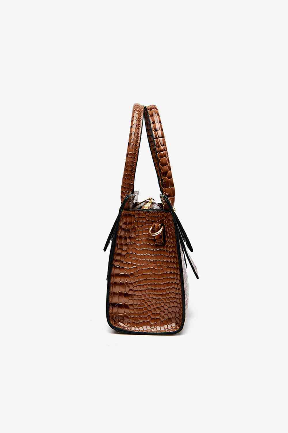 Burnt Umber Textured PU Leather Handbag