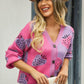 Sophia & Grace Printed V-Neck Button-Down Long Sleeve Cardigan