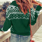Zip-Up Mock Neck Dropped Shoulder Pullover Sweater