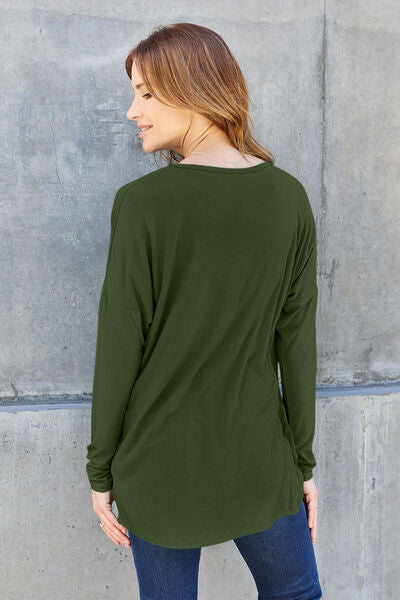 Basic Bae Full Size Round Neck Dropped Shoulder T-Shirt *