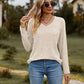 Full Size Ribbed V-Neck Long Sleeve Tee