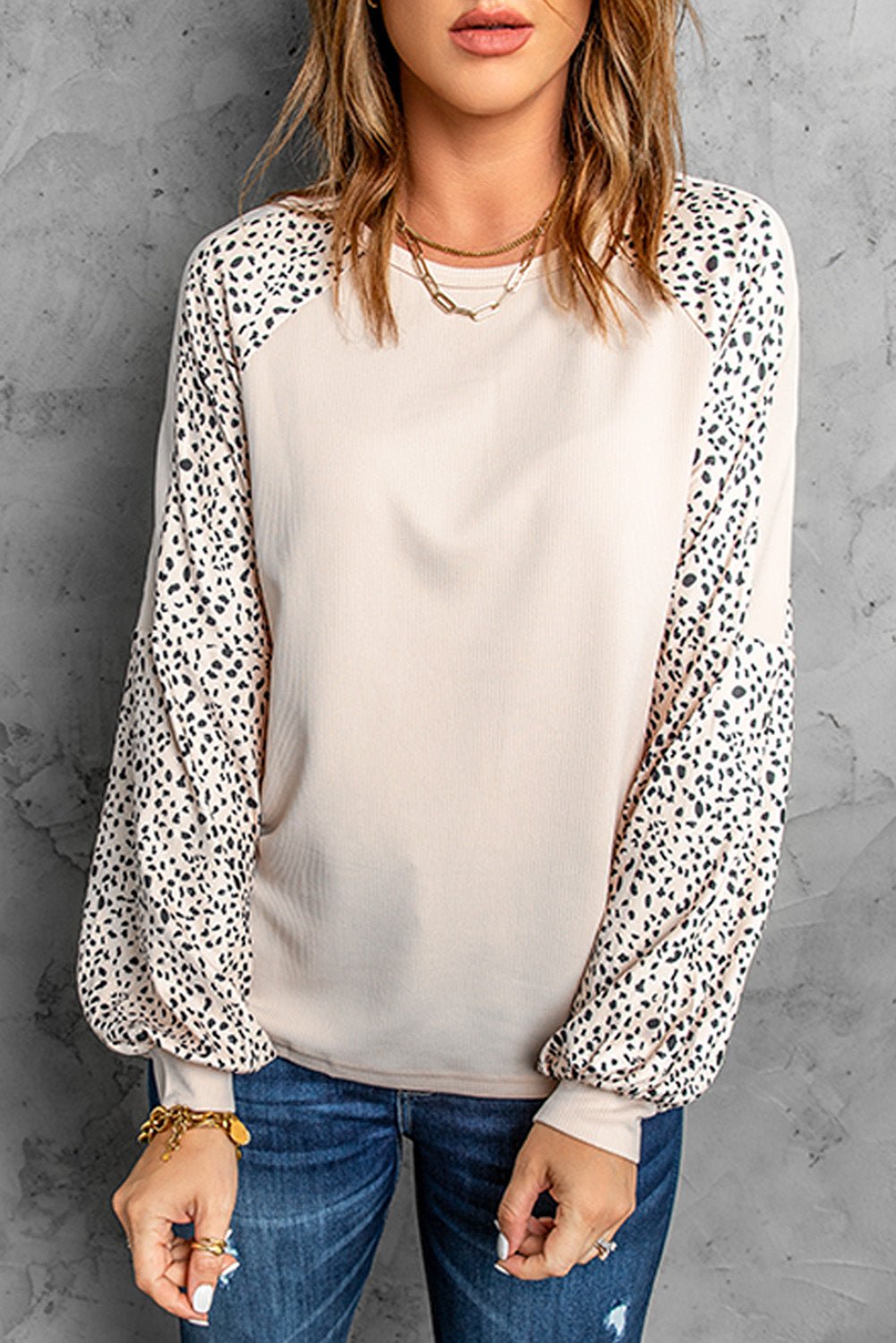 Women's Leopard Raglan Sleeve Top