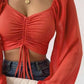 Drawstring Sweetheart Neck Cropped Top