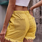 Full Size Drawstring Raw Hem Denim Shorts
