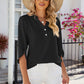 Notched Half Button T-Shirt