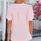 Eyelet Notched Puff Sleeve T-Shirt