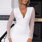 OhSoMini White Cutout Sequin Mesh Mini Dress
