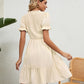 Women's Full Size Smocked Flounce Sleeve Ruffle Hem Dress