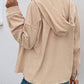 Ribbed Button Up Drawstring Hooded Jacket