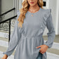 Ruffled Round Neck Balloon Sleeve Blouse
