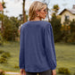 Full Size Puff Sleeve Ruffle Trim Blouse