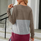 Color Block Round Neck Long Sleeve T-Shirt