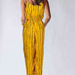KenyaBay Striped Contrast Tie Ankle Spaghetti Strap Jumpsuit