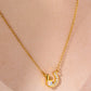 Horseshoe Shape Copper 14K Gold Plated Pendant Necklace