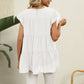 Full Size Swiss Dot Round Neck Tiered Blouse