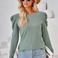 Round Neck Puff Sleeve Blouse