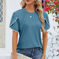 Round Neck Petal Sleeve T-Shirt