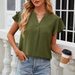 Notched Cap Sleeve T-Shirt