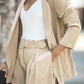 HANNAH MEA Full Size Longline Blazer and Shorts Set with Pockets