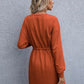 Drawstring Round Neck Dropped Shoulder Mini Dress