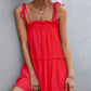 Women's Tie-Shoulder Frill Trim Sleeveless Dress