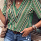 Printed V-Neck Button-Up Short Sleeve Top