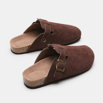 Suede Shoe Closed Toe Buckle Slides