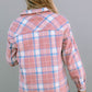 Plaid Pocketed Collared Neck Button Up Jacket