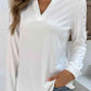 White Spliced Lace Notched Neck Top