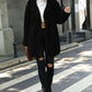Open Front Ribbed Hooded Coat