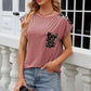 Leopard Round Neck Cap Sleeve T-Shirt
