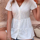 Women's Button Front Eyelet Flutter Sleeve Tiered Blouse