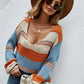 Color Block Scoop Neck Dropped Shoulder Sweater