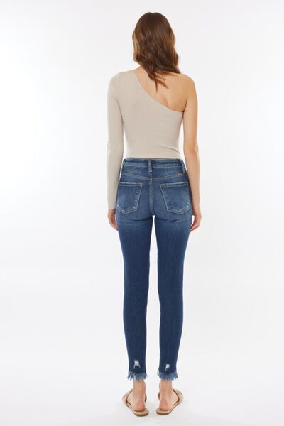 Kancan Raw Hem High Waist Cropped Jeans *