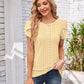 Eyelet Round Neck Petal Sleeve T-Shirt
