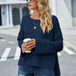 High-Low Slit Round Neck Long Sleeve Sweater