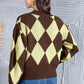 Geometric Button Up Dropped Shoulder Cardigan