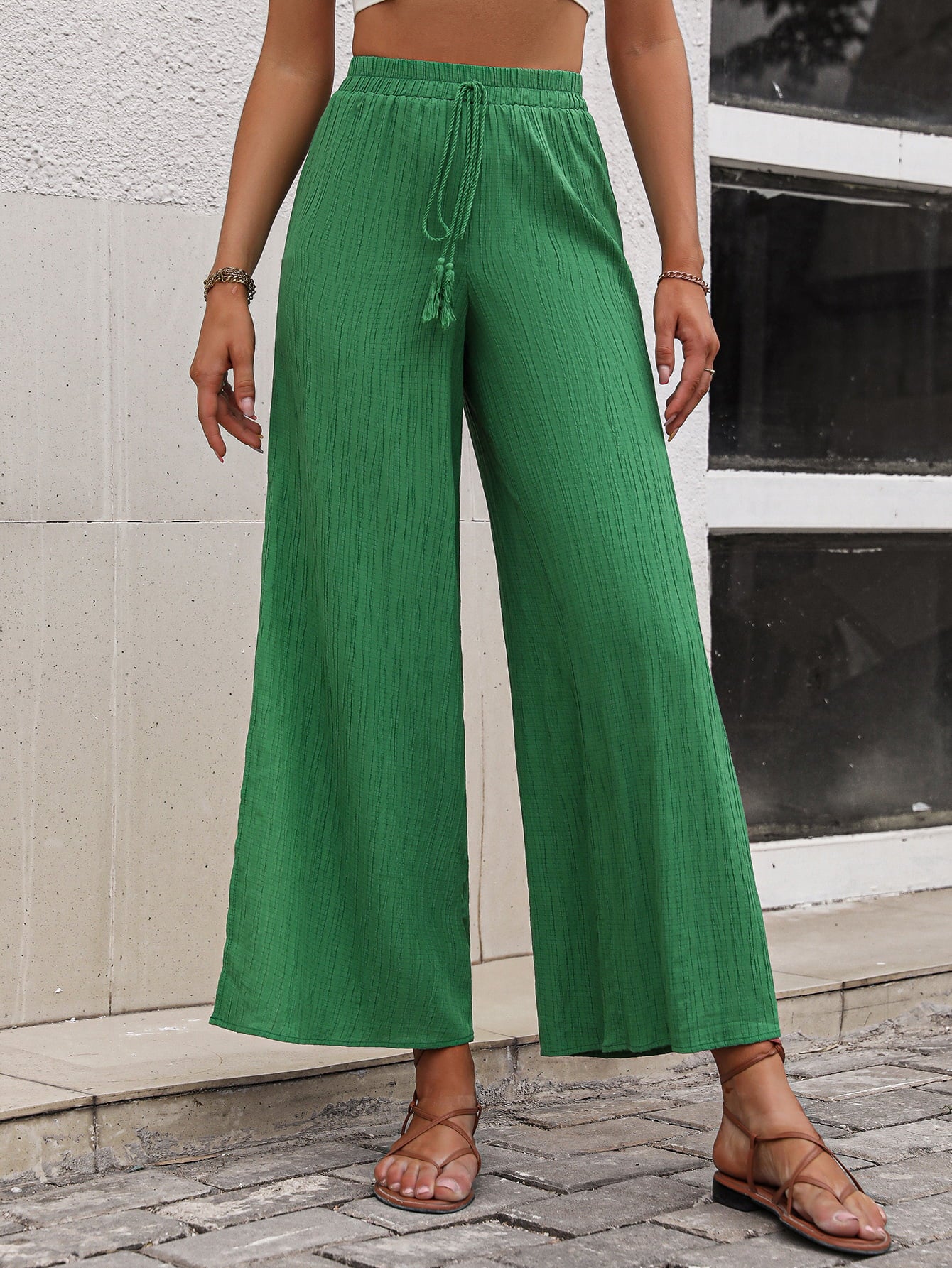 Women's High Waist Slit Wide Leg Pants