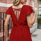 Tied Ruffled Round Neck Peplum T-Shirt