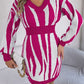 Animal Print V-Neck Long Sleeve Sweater Dress