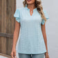 Full Size Eyelet Notched Neck Flutter Sleeve Top
