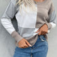 Women's Color Block Ribbed Trim Round Neck Knit Pullover