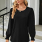 Round Neck Smocked Flounce Sleeve Blouse