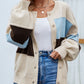 Color Block Button Up Lantern Sleeve Cardigan